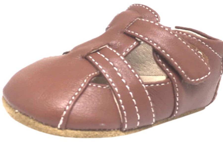 Shoes Livie & Luca Boy'S Casual Shoes | Livie & Luca Boy'S Captain Soft Brown Leather Fisherman Style Hook And Loop Crib Baby Shoe