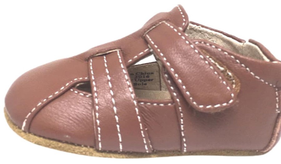 Shoes Livie & Luca Boy'S Casual Shoes | Livie & Luca Boy'S Captain Soft Brown Leather Fisherman Style Hook And Loop Crib Baby Shoe