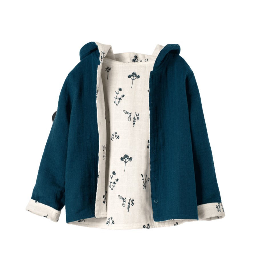 Clothes Organic By Feldman | Organic By Feldman Plants Delight Reversible Cardigan - Blue