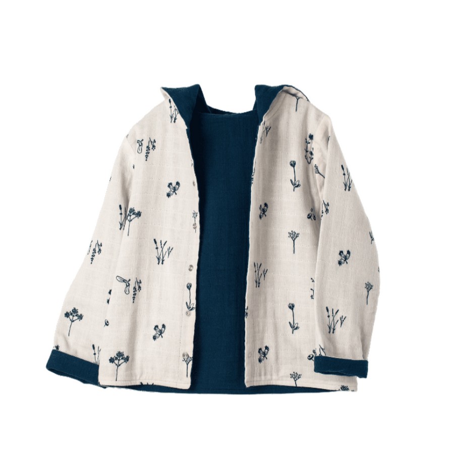 Clothes Organic By Feldman | Organic By Feldman Plants Delight Reversible Cardigan - Blue