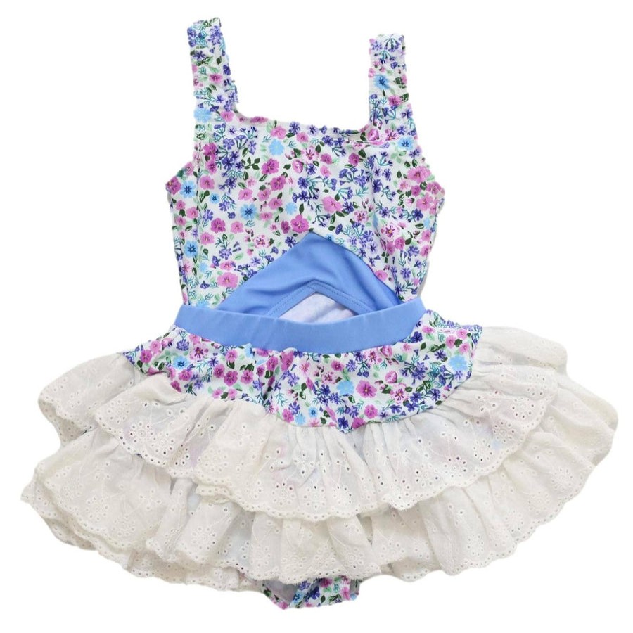 Clothes Blueberry Bay | Blueberry Bay Bluebell Bliss Floral Ruffle Swimsuit