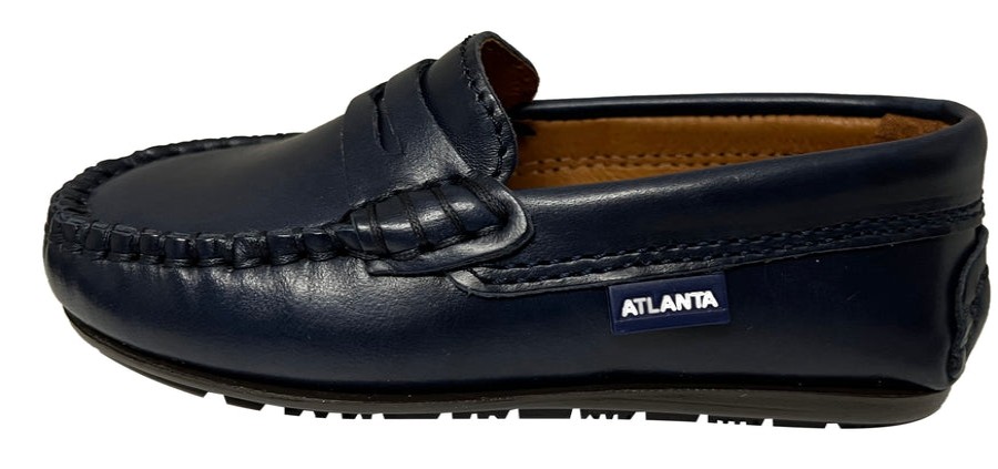 Shoes Atlanta Mocassin Boy'S Dress Shoes | Atlanta Mocassin Boy'S And Girl'S Smooth Leather Penny Loafers, Navy Blue Sierra Antik