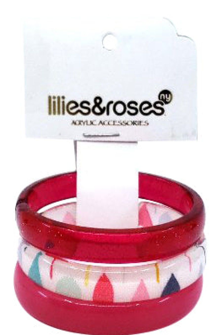 Accessories Lilies & Roses NY | Lilies & Roses Ny Fuchsia Glitter, Fuchsia, Multi Shape Print 3-Pack Bracelet