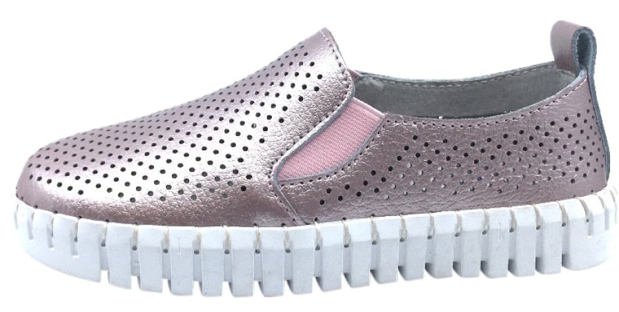 Shoes My Brooklyn Girl'S Casual Shoes | My Brooklyn Girl'S Metallic Pink Leather Coney Island Sneaker