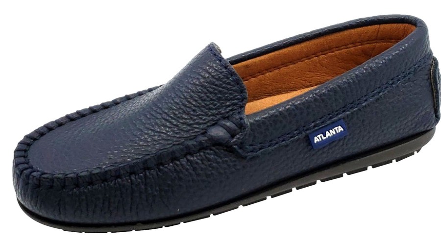 Shoes Atlanta Mocassin Girl'S Dress Shoes | Atlanta Mocassin Boy'S And Girl'S Pebbled Leather Loafers, Navy Blue