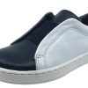 Shoes BluBlonc Boy'S Casual Shoes | Blublonc Boy'S & Girl'S White And Navy Leather With Elastic Middle Sneaker Shoe