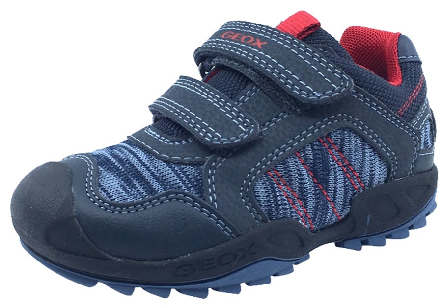 Shoes GEOX Boy'S Casual Shoes | Geox Boy'S Savage Hook And Loop Closure Sneaker Tennis Shoes, Navy/Red