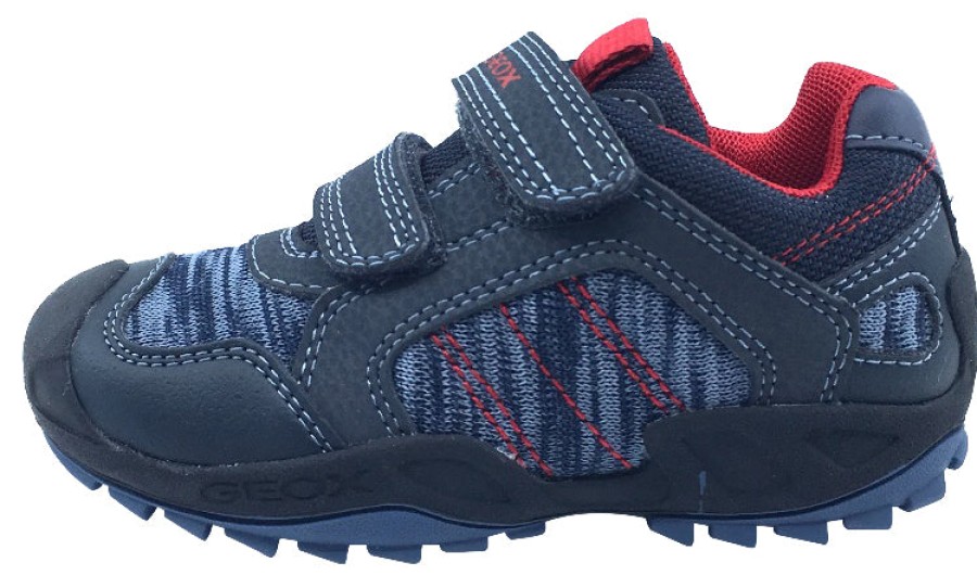 Shoes GEOX Boy'S Casual Shoes | Geox Boy'S Savage Hook And Loop Closure Sneaker Tennis Shoes, Navy/Red