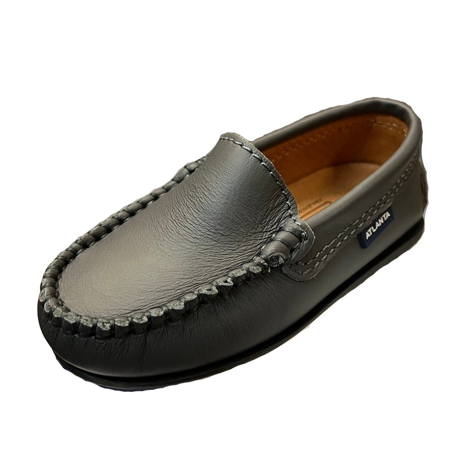 Shoes Atlanta Mocassin Boy'S Dress Shoes | Atlanta Mocassin Boy'S And Girl'S Plain Vamp Leather Loafers, Grey Smooth