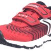 Shoes Geox Boy'S Casual Shoes | Geox Boy'S Bernie Red & Black Double Hook And Loop Strap Sneaker