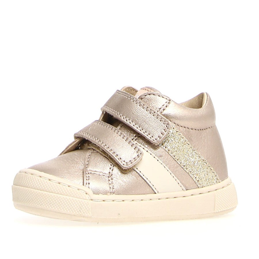 Shoes Naturino Girl'S Casual Shoes | Naturino Falcotto Girl'S Gazer Vl Sneakers, Metallic Pebbled/Calf Cipria