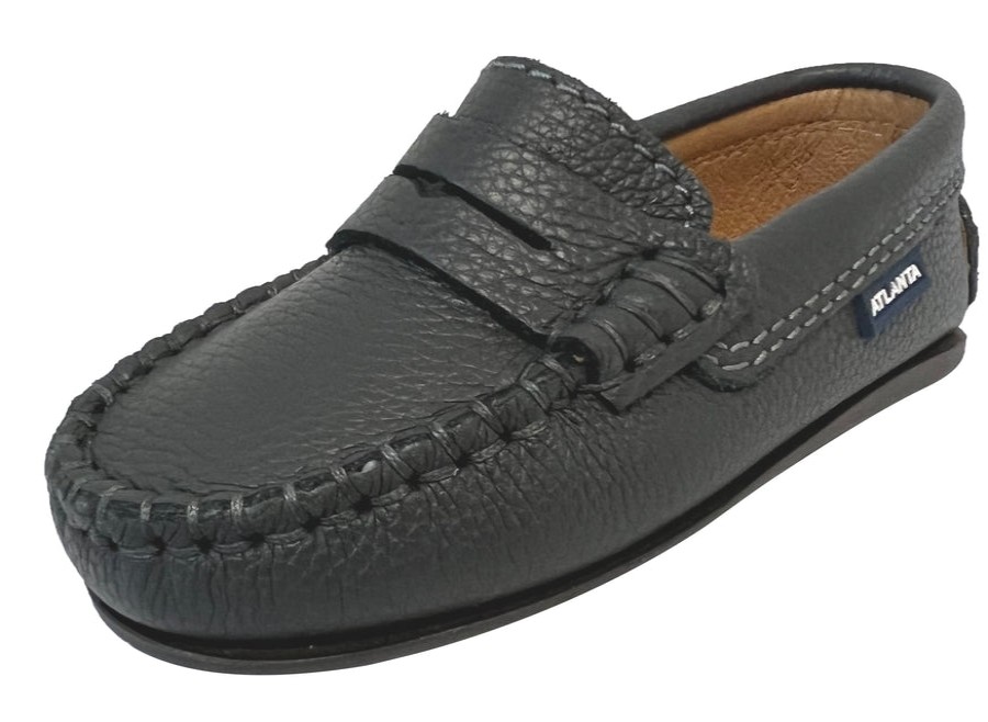 Shoes Atlanta Mocassin Boy'S Dress Shoes | Atlanta Mocassin Boy'S And Girl'S Pebbled Leather Loafers, Grey