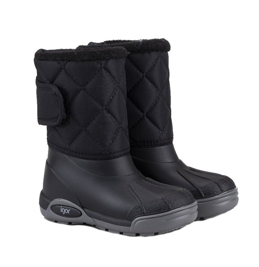 Shoes Igor Girl'S Boots | Igor Boy'S & Girl'S Topo Ski Nylon Snow Boot, Black