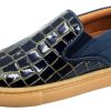 Shoes Atlanta Mocassin Boy'S Casual Shoes | Atlanta Mocassin Girl'S And Boy'S Blue Embossed Leather Sneakers, Navy Blue/Gold