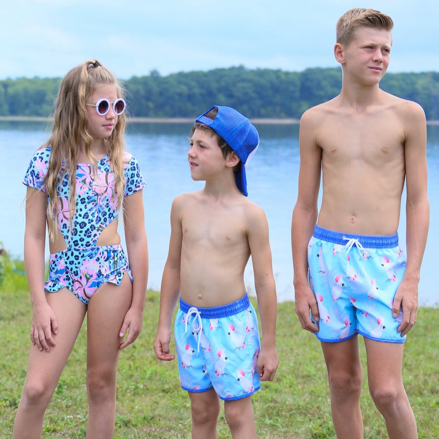 Clothes Blueberry Bay | Blueberry Bay Emerald Toucan Bay Swim Trunks