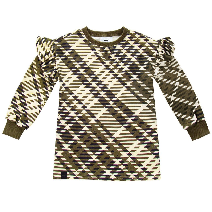 Clothes OMAMImini | Omamimini Plaid Sweatshirt Dress - Olive