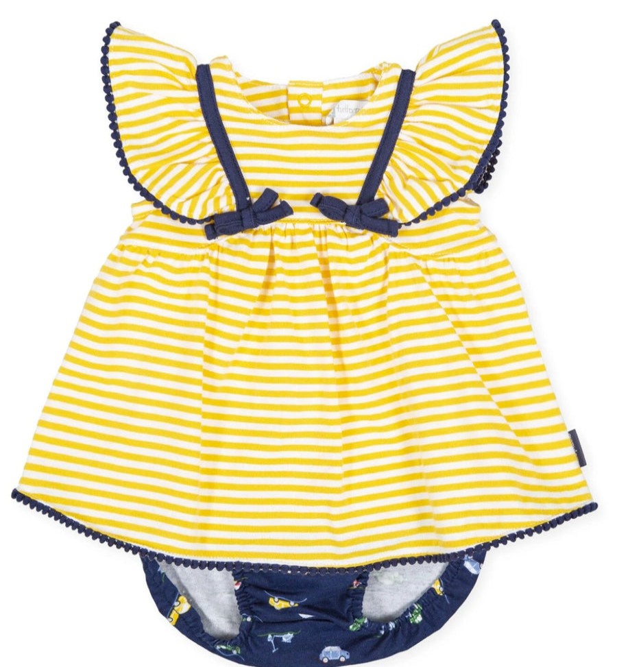 Clothes Tutto Piccolo | Tutto Piccolo Dress With Briefs - Yellow/Navy