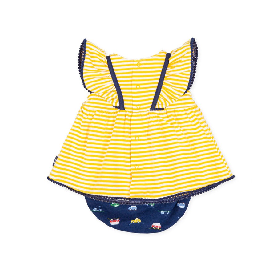 Clothes Tutto Piccolo | Tutto Piccolo Dress With Briefs - Yellow/Navy