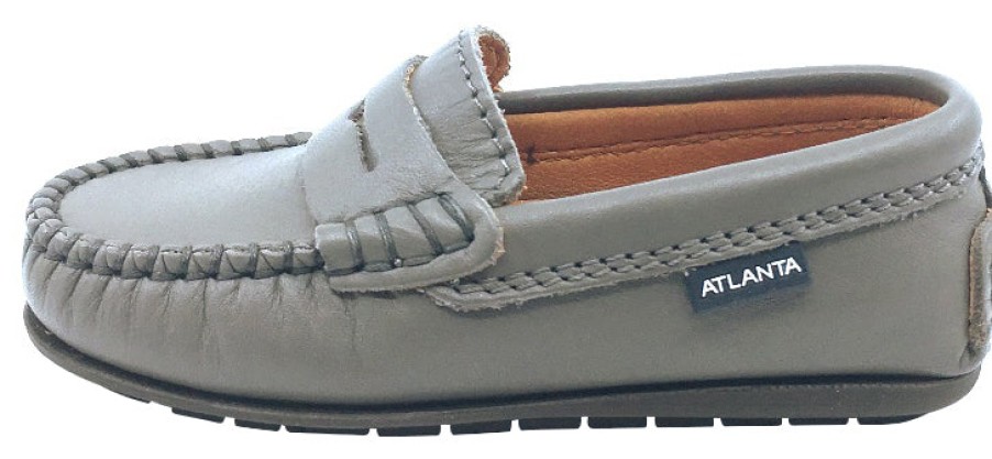 Shoes Atlanta Mocassin Boy'S Casual Shoes | Atlanta Mocassin Boy'S & Girl'S Grey Smooth Slip On Moccasin Penny Loafer Shoe