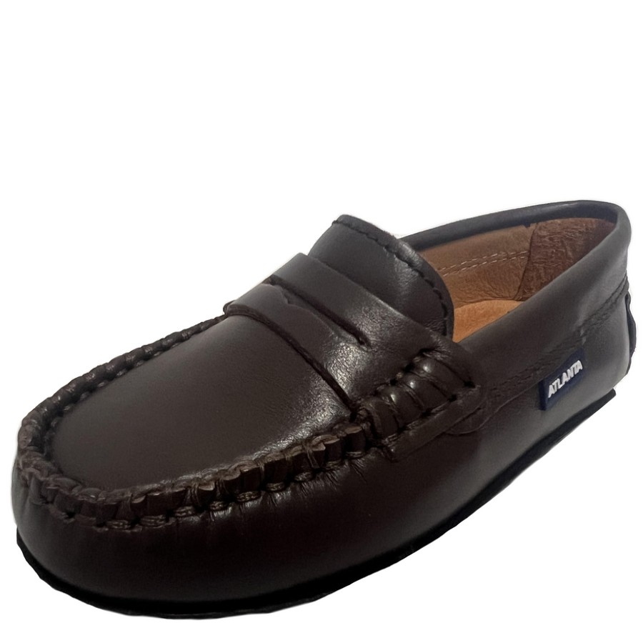 Shoes Atlanta Mocassin Girl'S Dress Shoes | Atlanta Mocassin Boy'S And Girl'S Smooth Leather Penny Loafers, Brown Dark Smooth