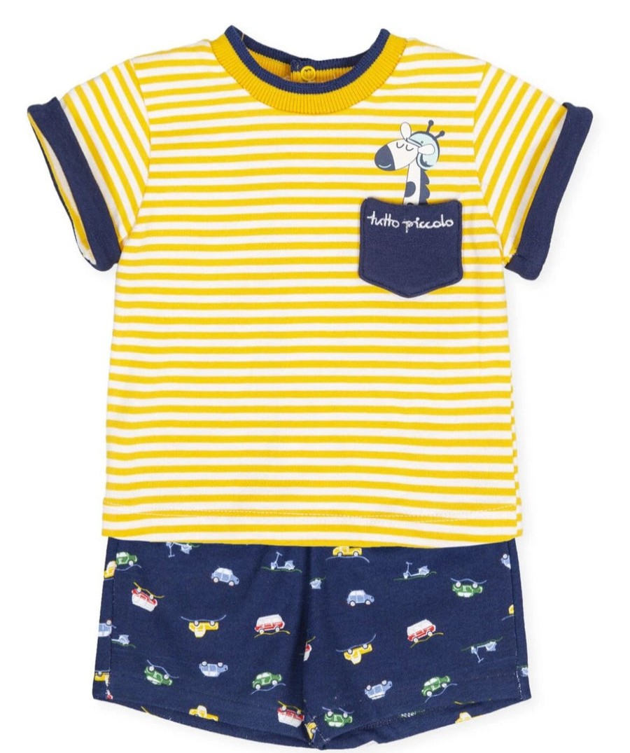 Clothes Tutto Piccolo | Tutto Piccolo Short Set - Yellow/Navy