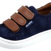 Shoes Atlanta Mocassin Boy'S Casual Shoes | Atlanta Mocassin Boy'S Triple Hook And Loop Closure Leather Sneakers, Navy/Brown