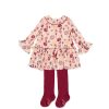 Clothes Tutto Piccolo | Tutto Piccolo 9225 Vestido Viyela Dress With Tights - Petal