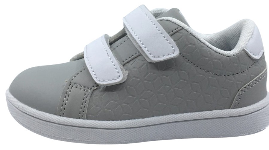 Shoes My Brooklyn Girl'S Casual Shoes | My Brooklyn The Original Boy'S And Girl'S Sneaker In Grey With White Double Straps