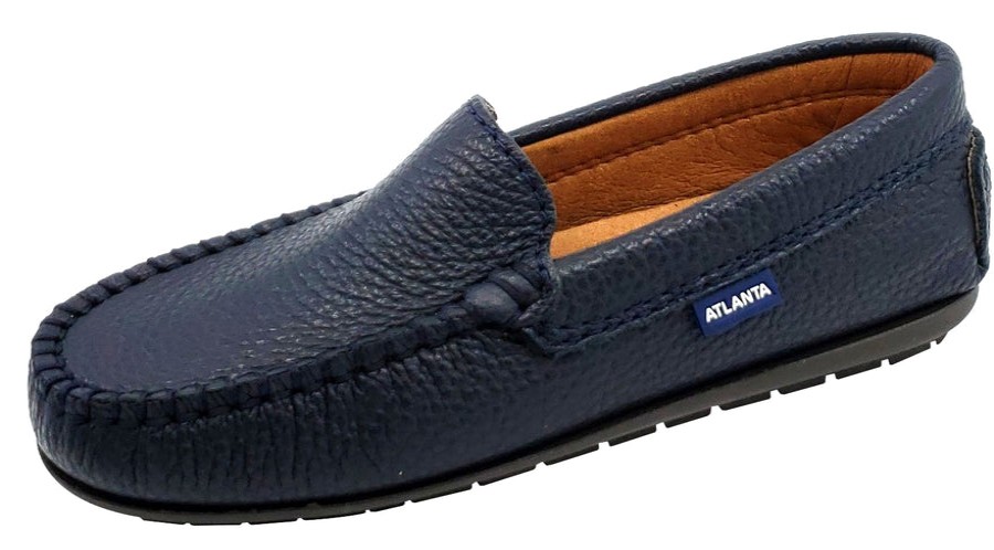 Shoes Atlanta Mocassin Boy'S Dress Shoes | Atlanta Mocassin Boy'S And Girl'S Pebbled Leather Loafers, Navy Blue