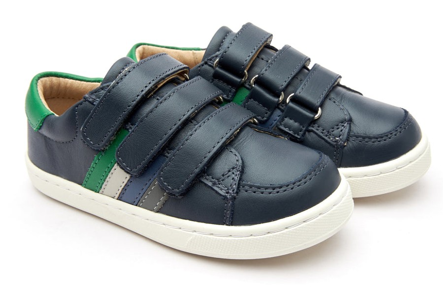 Shoes Old Soles Boy'S Casual Shoes | Old Soles Boy'S 6127 Sneaky Markert Leather Sneakers - Navy/Neon Green/Gris/Petrol/Grey