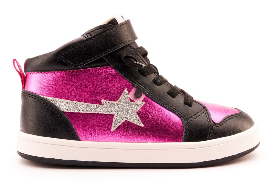 Shoes Old Soles Girl'S Casual Shoes | Old Soles Girl'S 1007 Team-Star Casual Shoes - Fuchsia Foil / Glam Argent / Black / White Black Sole