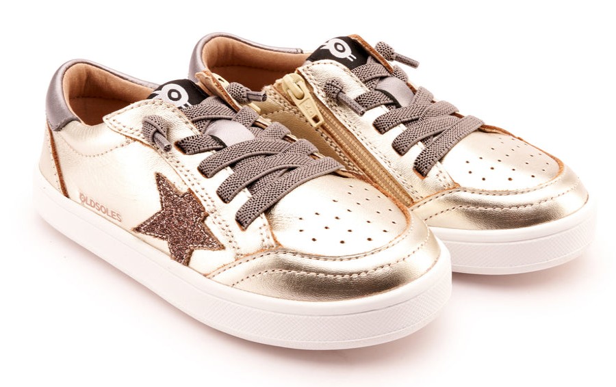 Shoes Old Soles Girl'S Casual Shoes | Old Soles Girl'S 1006 Platinum Runner Casual Shoes - Titanium / Glam Choc / Rich Silver / White Sole