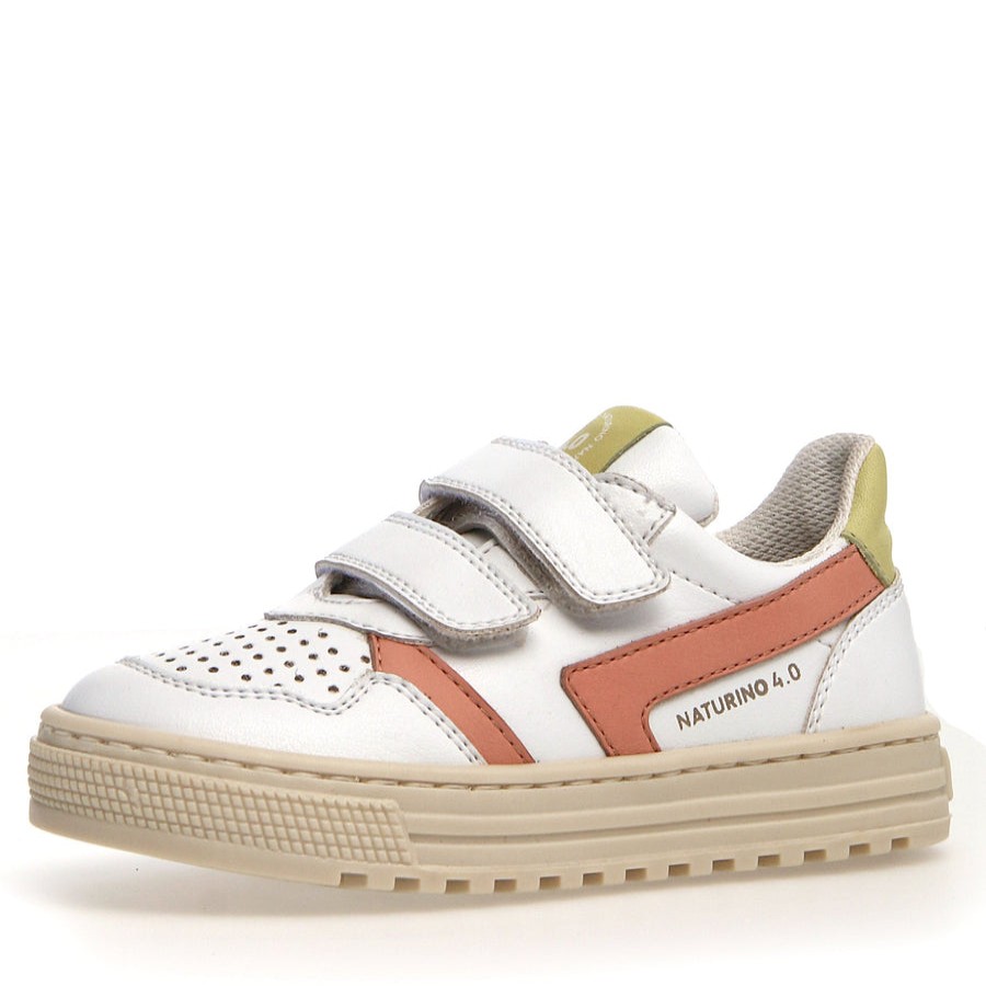 Shoes Naturino Girl'S Casual Shoes | Naturino Girl'S & Boy'S Ceonia Sneakers - White/Peach/Fresia