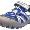 Shoes Geox Boy'S Casual Shoes | Geox Boy'S Kyle Royal Blue & Grey Single Hook And Loop Strap Bumper Toe Sandal