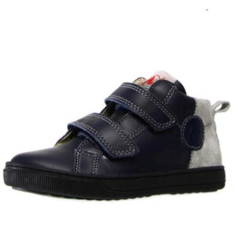 Shoes Naturino Boy'S Casual Shoes | Naturino Boy'S Play High Top Nappa/Suede Sneakers, Navy Bleu/Grigio