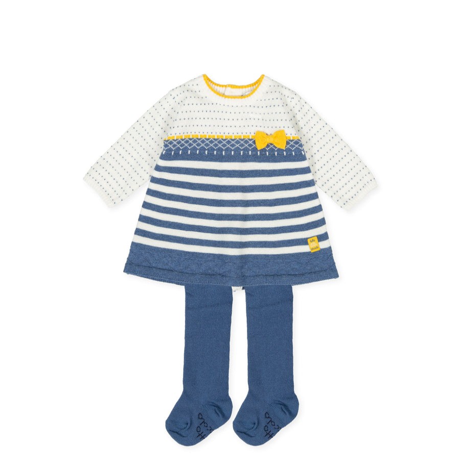 Clothes Tutto Piccolo | Tutto Piccolo 9204 Vestido Tricot Knitted Dress With Tights - Dark Blue