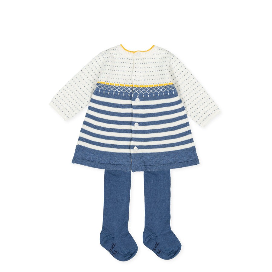 Clothes Tutto Piccolo | Tutto Piccolo 9204 Vestido Tricot Knitted Dress With Tights - Dark Blue