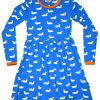 Clothes Moromini | Moromini 946 Duck Pond Blue Long Sleeve Twirly Dress